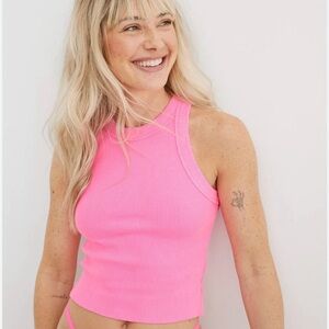 NWOT Aerie Free Spirit Ribbed Tank Top Hot Pink Small